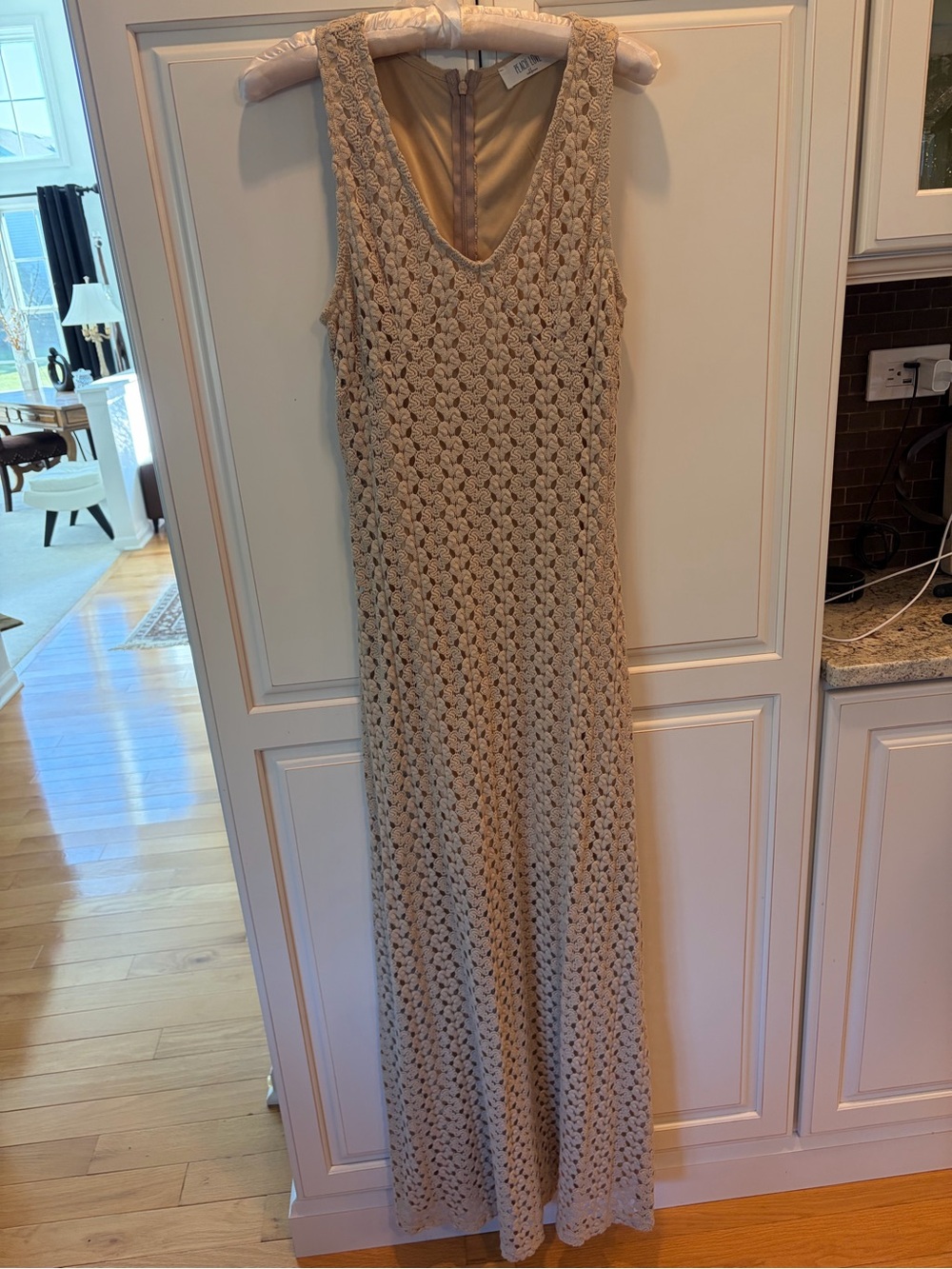 Beige Crochet Maxi Dress